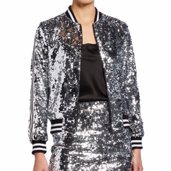 Alice + Olivia Jackets & Blazers - Alice + Olivia Lonnie Sequin Cropped Bomber Jacket
